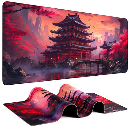 Mouse Pad Gaming - Desk Mat for Keyboard and Mouse - Kanagawa Large Mouse Pad for Desk, Japanese Sea Wave Mousepad (31.5 x 11.8inch) with Non-Slip Base, Desks Pad Mat for Game, Office and Home