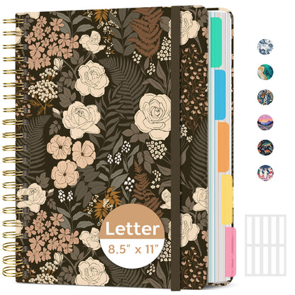 ZOTIA Large Spiral Notebooks for Work 5 Subject with Removable Dividers