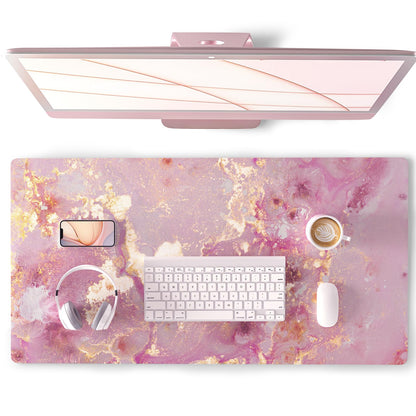 QiyI PU Leather Large Mouse Pad, Office Decor, 31.5" x 15.7", Rose Gold