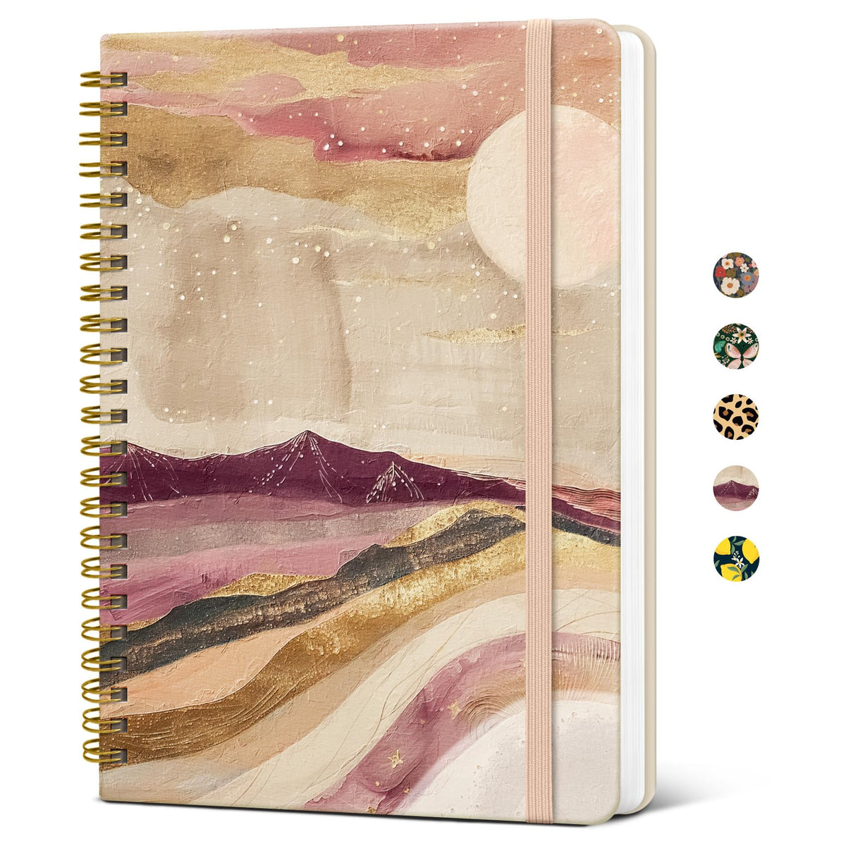 Taja Pretty Spiral Journal for Women, Lined Hardcover Notebook, 6" x 8"