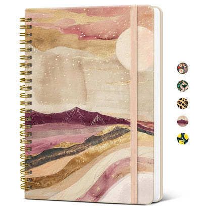 Taja Pretty Spiral Journal for Women, Lined Hardcover Notebook, 6" x 8"