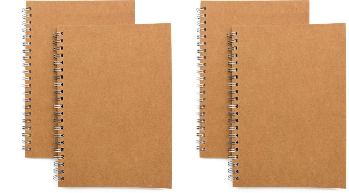 Soft Cover Spiral Notebook Journal 2-Pack, Blank Sketch Book Pad, Wirebound Memo Notepads Diary Notebook Planner with Unlined Paper, 100 Pages/ 50 Sheets, 7.5 inch x 5.1 inch (Brown)