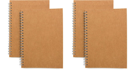 Soft Cover Spiral Notebook Journal 2-Pack, Blank Sketch Book Pad, Wirebound Memo Notepads Diary Notebook Planner with Unlined Paper, 100 Pages/ 50 Sheets, 7.5 inch x 5.1 inch (Brown)
