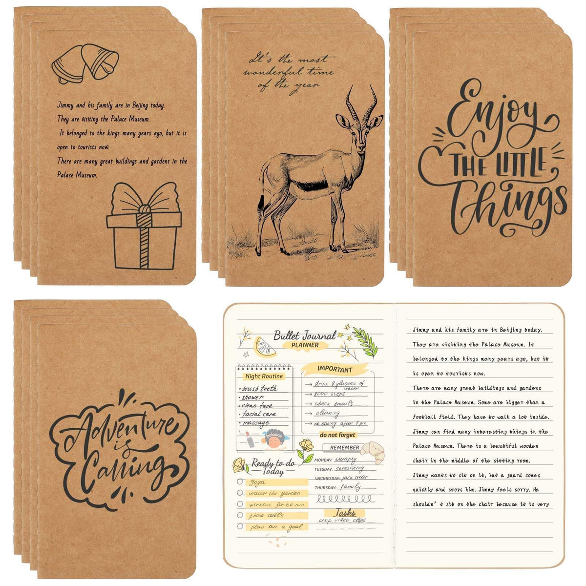 Oucaru 16PCS Mini Notebooks Bulk, Small Pocket Notebook, 3.5"x5.5" Blank