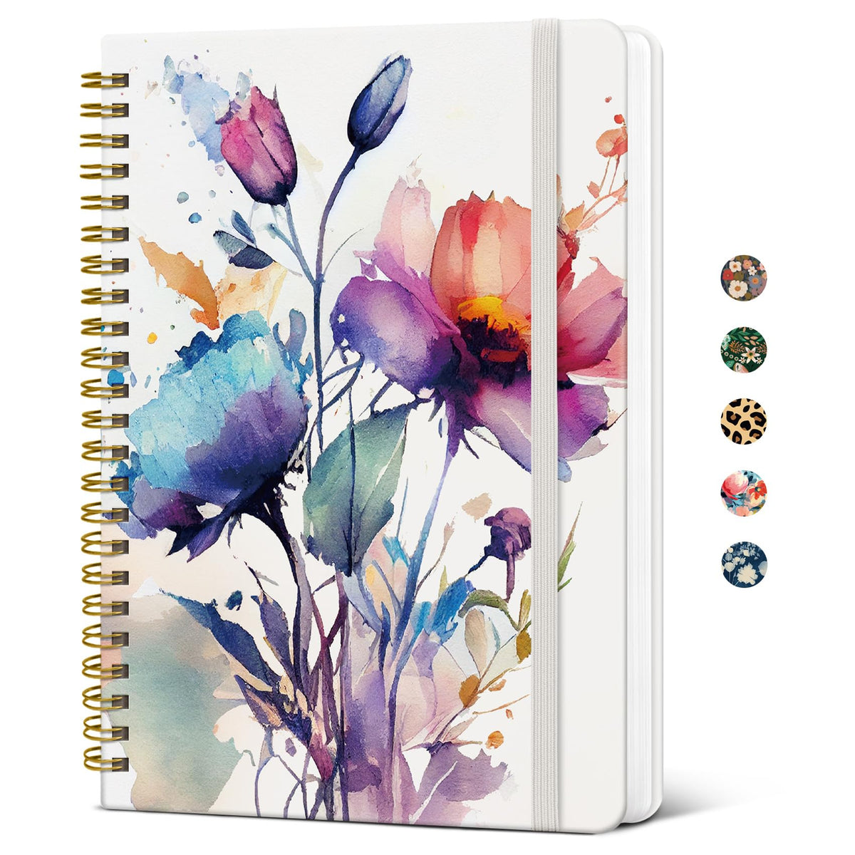 Taja Pretty Spiral Journal for Women, Lined Hardcover Notebook, 6" x 8"