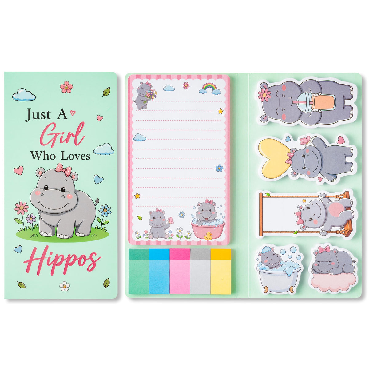 B1ykin Sticky Notes Set - 550 Sheets Memo Writing Pad Cat Floral Design
