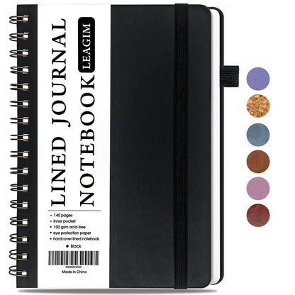 LEAGIM Lined Spiral Journal Notebook for Women & Men, College Ruled Hardcover Notebook for Work & Note Taking, Journals for Writing, 100 GSM, Business, School, 140 Pages, A5(5.8"x8.5") - Pink