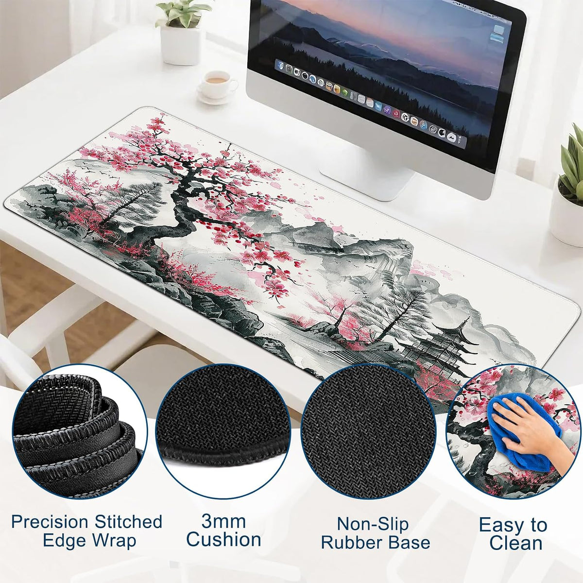 Gaming Mouse Pad, Desk Mat for Keyboard and Mouse, Large Mouse Pad for Desk, Computer Mousepad