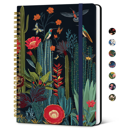 Taja Hardcover Journal for Women, Pretty Spiral Lined Notebook for Work, A5