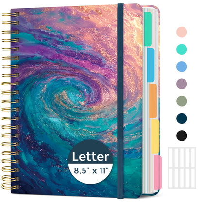 Taja Large Spiral Notebooks for Work 5 Subject with Removable Dividers