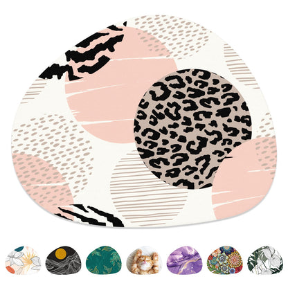 Mouse Pad, Premium-Textured Oval Computer Pad, 8.7" x 7.1" Thick 3 mm Anti-Slip Waterproof Rubber Cute Mouse Mat for Office, Home, Gaming, Laptop, PC, Artistic Dots