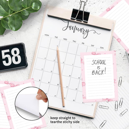 Sticky Notes 4X6 Inches, 2 Pack Large Cute Self-Stick Pads, Bright Funny Memo Pads Easy to Stick for Home, Office Cute Pink Bowties