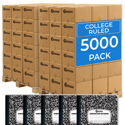 Rosmonde 5 Pack College Ruled Composition Notebooks, Black Marble Notebook