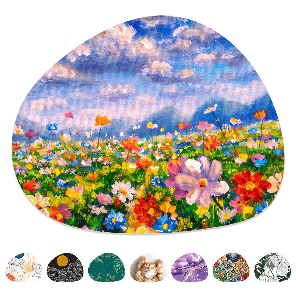 Mouse Pad, Premium-Textured Oval Computer Pad, 8.7" x 7.1" Thick 3 mm Anti-Slip Waterproof Rubber Cute Mouse Mat for Office, Home, Gaming, Laptop, PC, Artistic Dots