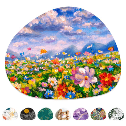 Mouse Pad, Premium-Textured Oval Computer Pad, 8.7" x 7.1" Thick 3 mm Anti-Slip Waterproof Rubber Cute Mouse Mat for Office, Home, Gaming, Laptop, PC, Artistic Dots