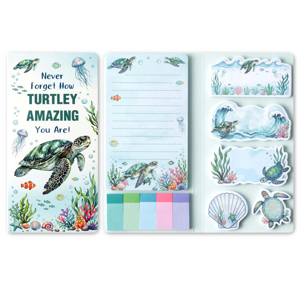 B1ykin Sticky Notes Set - 550 Sheets Memo Writing Pad Cat Floral Design