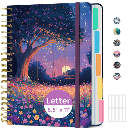 ZOTIA Large Spiral Notebooks for Work 5 Subject with Removable Dividers