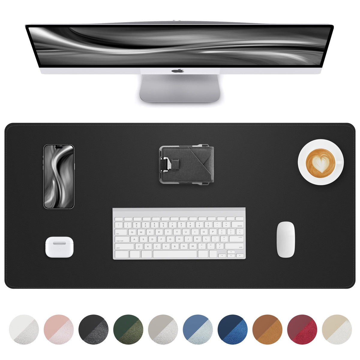 AFIING Desk Pad Protector 23.6" x 13.7" - Non-Slip Waterproof PU Leather Desk Mat for Mouse, Keyboard, Laptop, Office and Home Workspace (Beige)