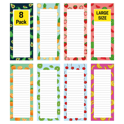Magnetic Notepads for Refrigerator, 8 Pack Grocery List Pads, Fruit Design