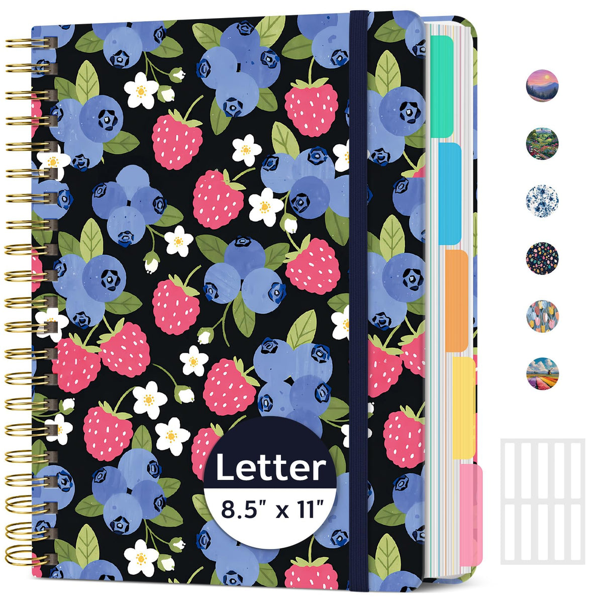 Taja Pretty Large Spiral Lined Notebook for Work with 5 Removable Dividers