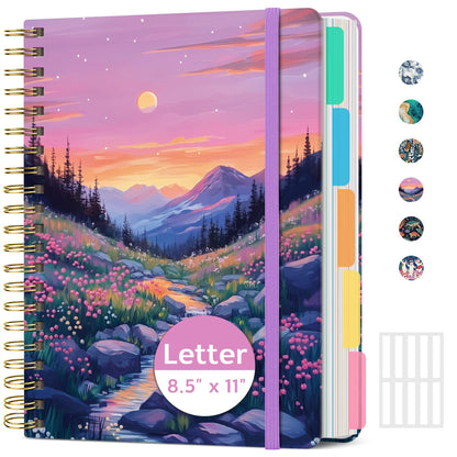 ZOTIA Large Spiral Notebooks for Work 5 Subject with Removable Dividers