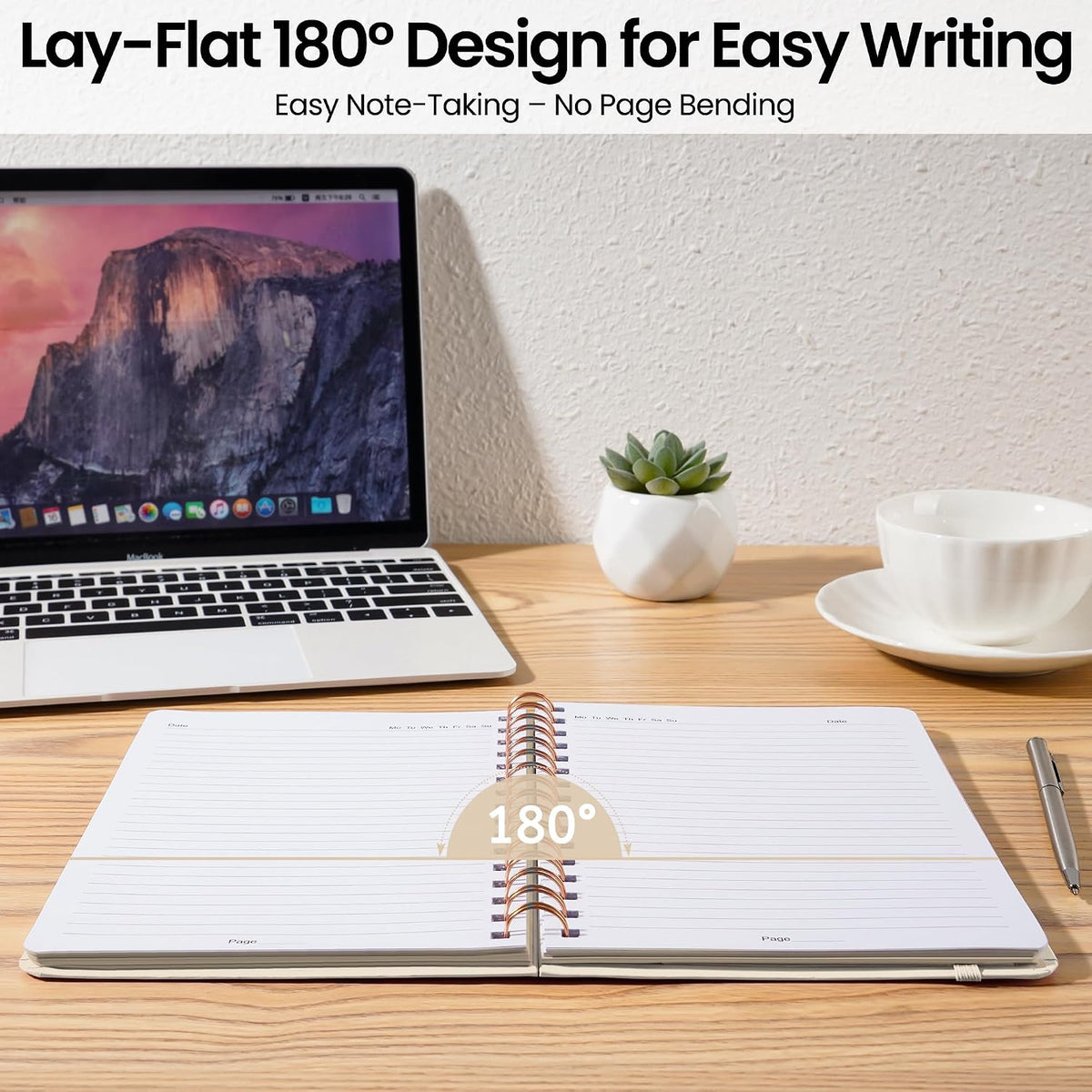 Lined Spiral Journal Notebook, A5 College Ruled Notebook for Note-Taking
