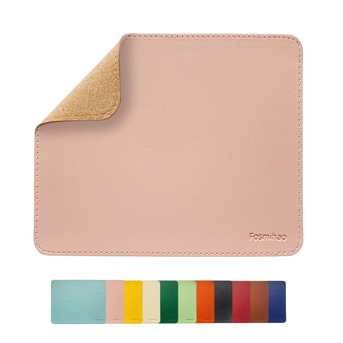 Leather Mouse Pad - Wooden Double-Side Mousepad with Stitched Edge, Waterproof Ultra Thin Mouse Pad for Computers, Laptop, Office & Home, 10.2 x 8.3 Inch, 1 Pack (Orange)