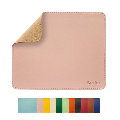 Leather Mouse Pad - Wooden Double-Side Mousepad with Stitched Edge, Waterproof Ultra Thin Mouse Pad for Computers, Laptop, Office & Home, 10.2 x 8.3 Inch, 1 Pack (Orange)