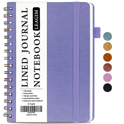 LEAGIM Lined Spiral Journal Notebook for Women & Men, College Ruled Hardcover Notebook for Work & Note Taking, Journals for Writing, 100 GSM, Business, School, 140 Pages, A5(5.8"x8.5") - Pink