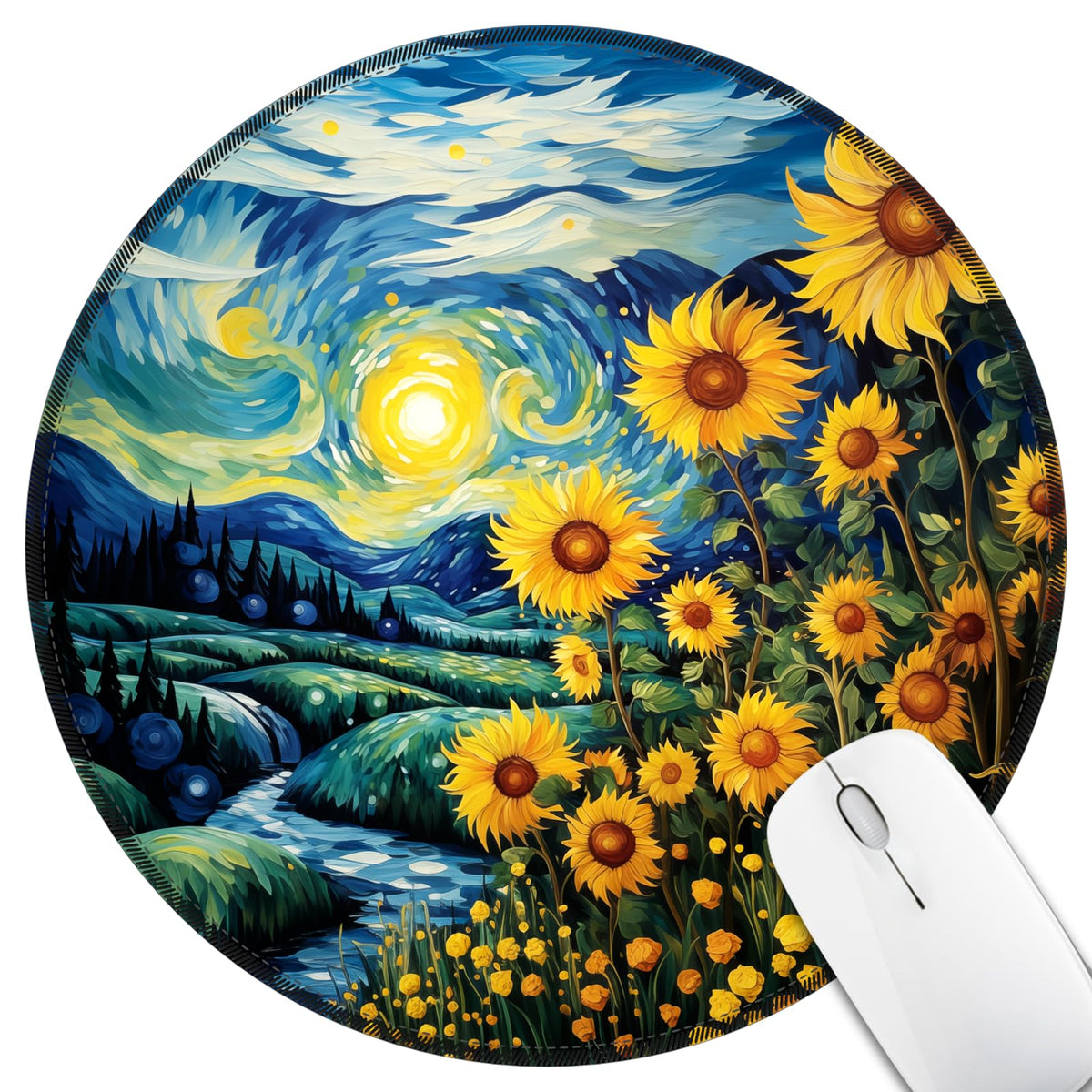 Hancynir Funny Mouse Pad for Desk, Cute Dumpster on Fire Round Mousepad
