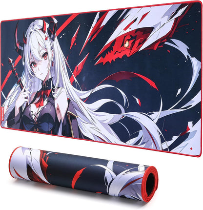Redragon EISA P047L Anime Gaming Mouse Pad - Smooth Spandex Surface, Anti-Slip Rubber Base, Spill-Resistant, Durable 5mm Thick Design, 35 x 16 inches, Black