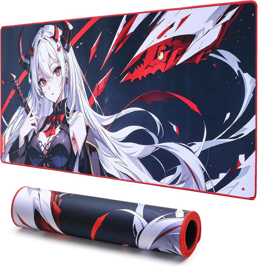 Redragon EISA P047L Anime Gaming Mouse Pad - Smooth Spandex Surface, Anti-Slip Rubber Base, Spill-Resistant, Durable 5mm Thick Design, 35 x 16 inches, Black