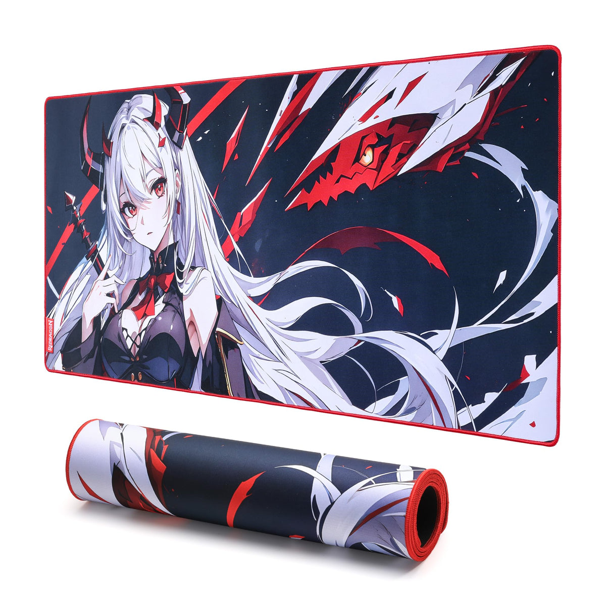 Redragon EISA P047L Anime Gaming Mouse Pad - Smooth Spandex Surface, Anti-Slip Rubber Base, Spill-Resistant, Durable 5mm Thick Design, 35 x 16 inches, Black