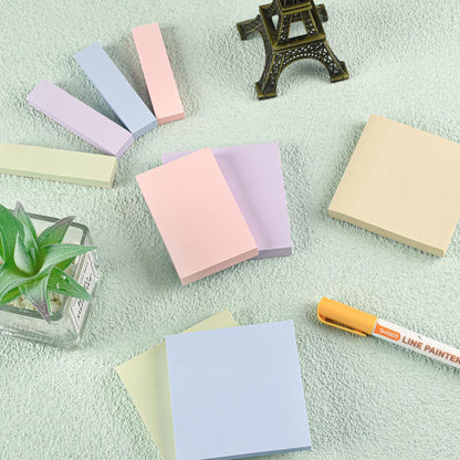 BAYTORY 6 Pads Soft Pastel Sticky Notes, Memo Sticky Note, Colorful Self-Stick Note Easy to Post for Office School Home Study (3x3 & 3x2 & 3x0.7 Inch)