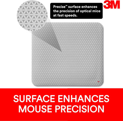 3M Precise Mouse Pad with Repositionable Adhesive Back, Enhances The Precision of Optical Mice at Fast Speeds and Extends The Battery Life of Wireless up to 50%*, 8.5" x 7", Bitmap (MP200PS), Polymer