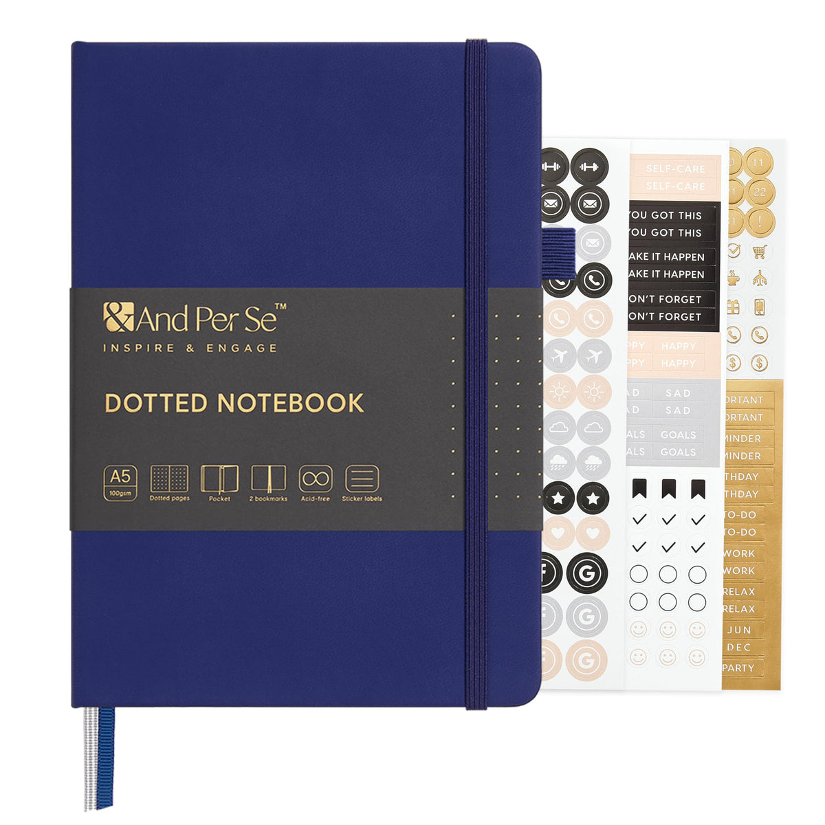 &And Per Se Lined Journal Notebook – A5 Hardcover, 160 Pages 100gsm Thick Paper, College Ruled for Writing - 5.7”x8” (Dark Green)