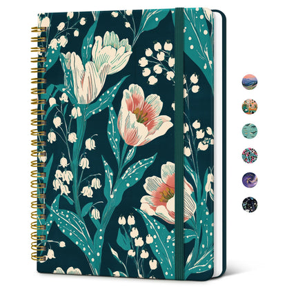Taja Hardcover Journal for Women, Pretty Spiral Lined Notebook for Work, A5