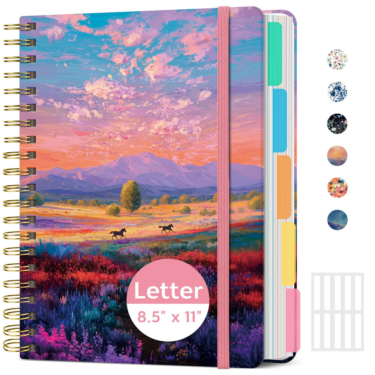 Taja Large Spiral Notebooks for Work 5 Subject with Removable Dividers