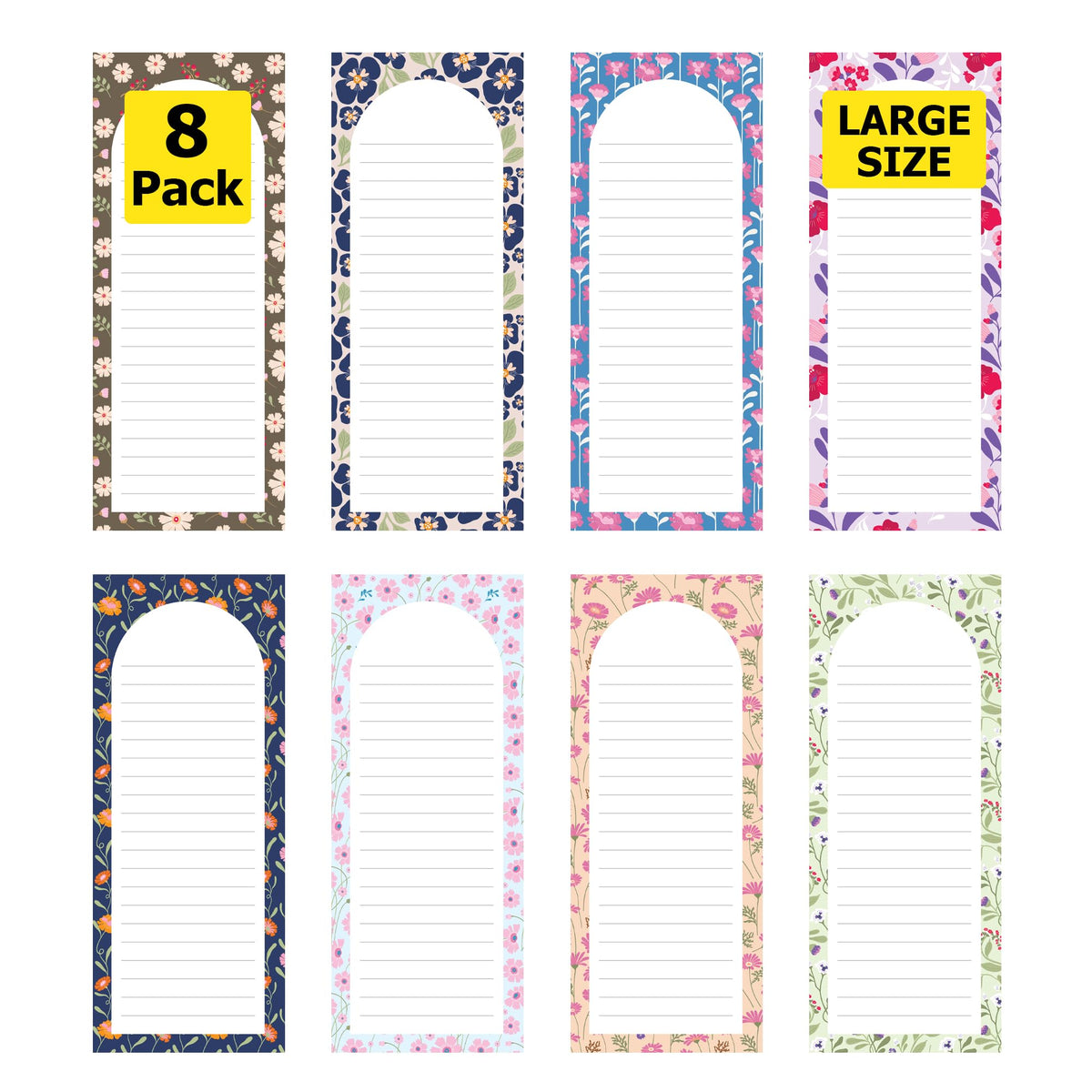 Magnetic Notepads for Refrigerator, 8 Pack Grocery List Pads, Fruit Design