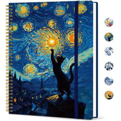 Taja Large Spiral Lined Journal for Women and Men, Notebook for Work