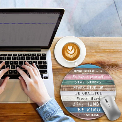 Inspirational Quote Work Mouse Pad, Positive Small Round Mousepad