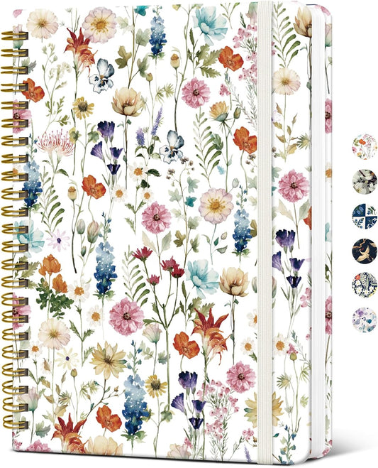 Taja Spiral Lined Journal for Women, Pretty Hardcover Journal Notebook, A5