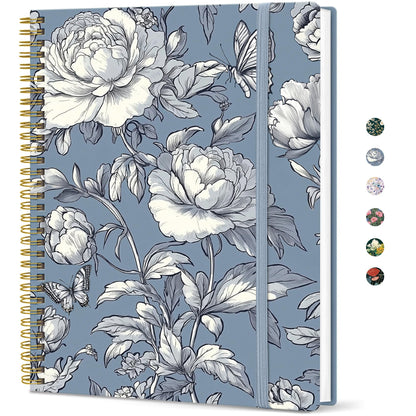 Taja Large Spiral Lined Journal for Women and Men, Notebook for Work