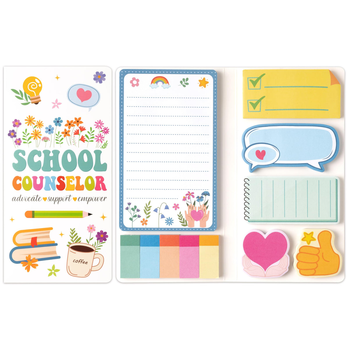 B1ykin Sticky Notes Set - 550 Sheets Memo Writing Pad Cat Floral Design