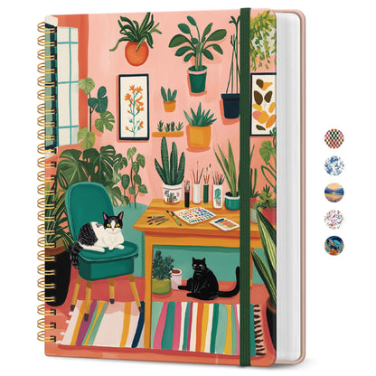 Taja Spiral Notebook for Work Thick Hardcover Lined Journal for Note Taking