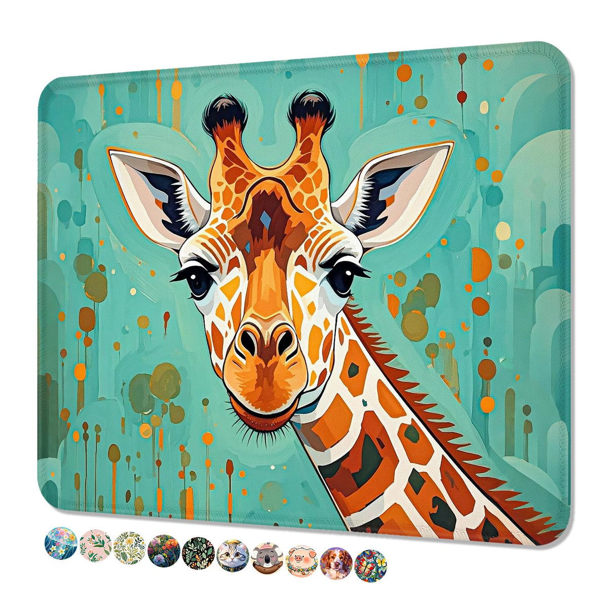 Mouse Pad, Cute Mouse Mat, 10" x 8", Colorful Flower Cat