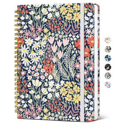 Taja Spiral Lined Journal for Women, Pretty Hardcover Journal Notebook, A5