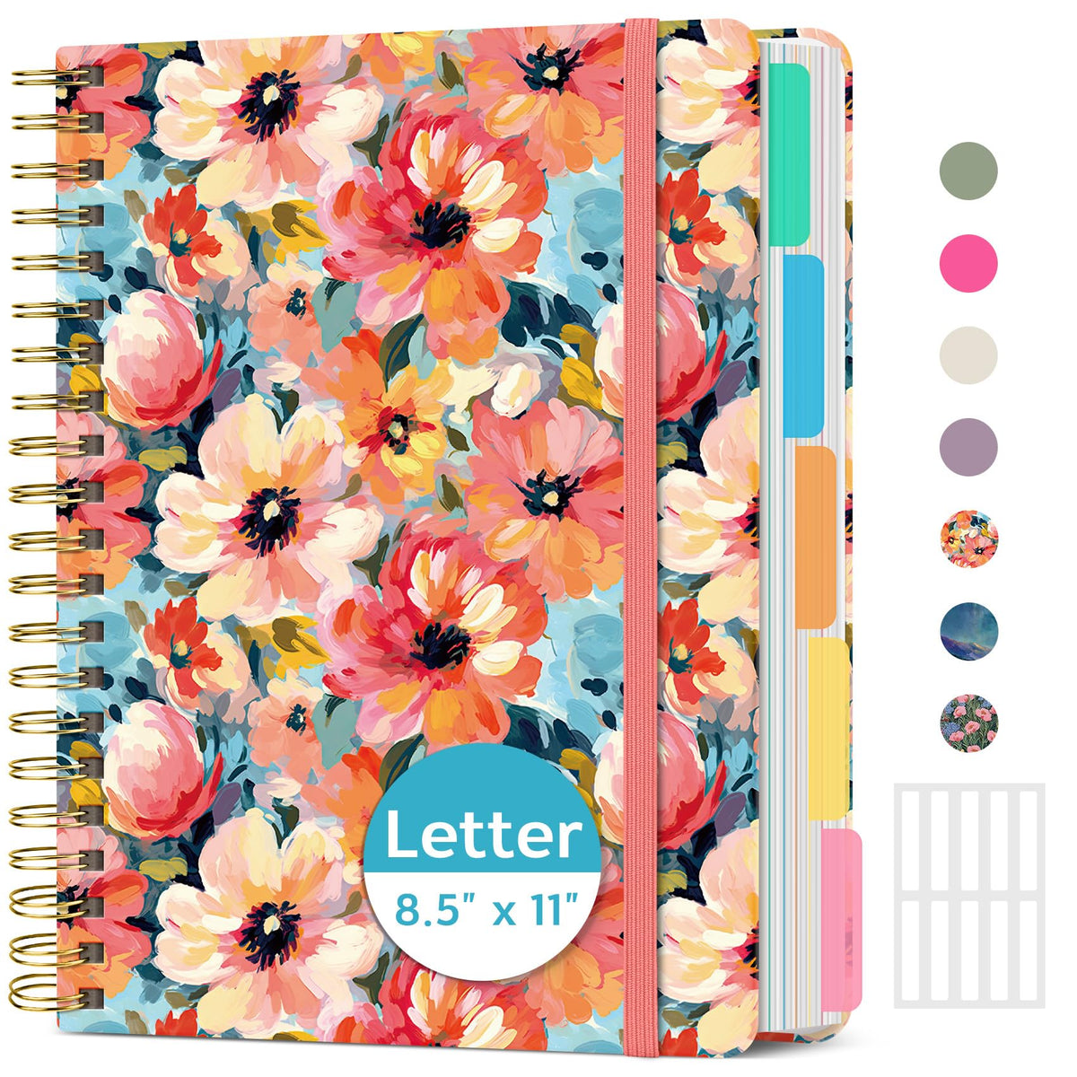 Taja Large Spiral Notebooks for Work 5 Subject with Removable Dividers