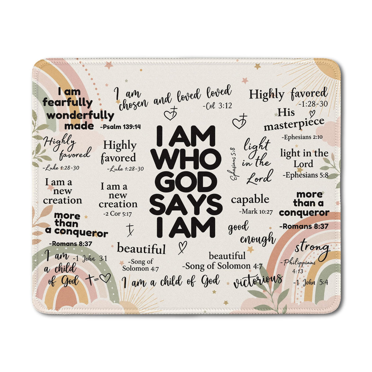 Inspirational Christian God Says I Am Mouse Pad, Minimalist Boho Floral Bible Verse Affirmation Mouse Pads Mousepad for Home Office Dorm Computers Laptop Supplies Desk Accessories, 9.5x7.9 Inch