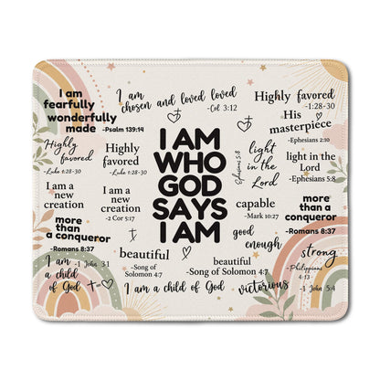 Inspirational Christian God Says I Am Mouse Pad, Minimalist Boho Floral Bible Verse Affirmation Mouse Pads Mousepad for Home Office Dorm Computers Laptop Supplies Desk Accessories, 9.5x7.9 Inch